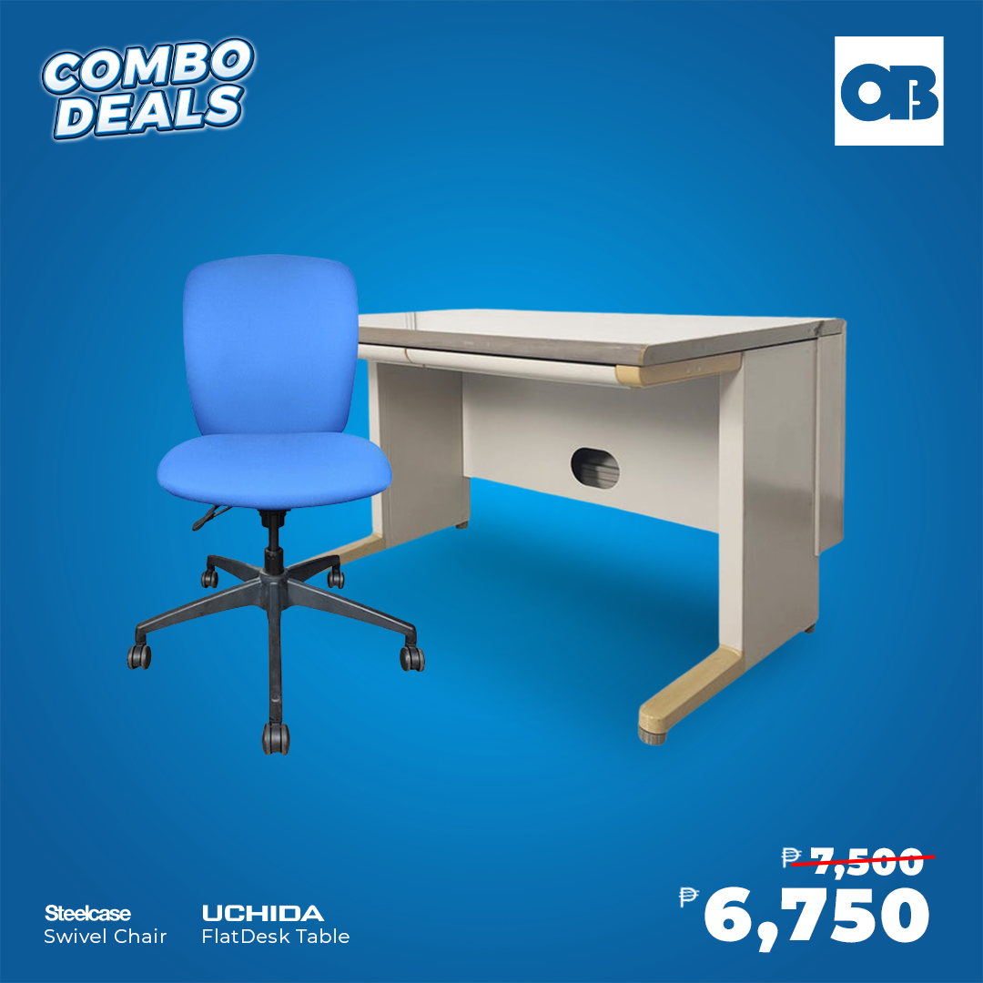 CD - swivel chair and flat desk table set.