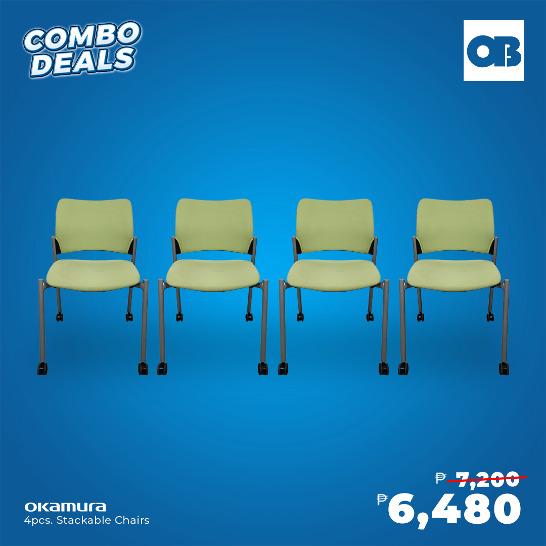 CD - 4pcs Okamura Stackable chairs.