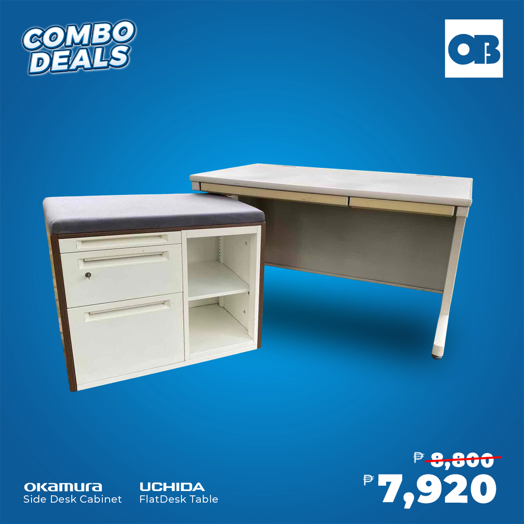 CD - side desk cabinet and flat desk table set.