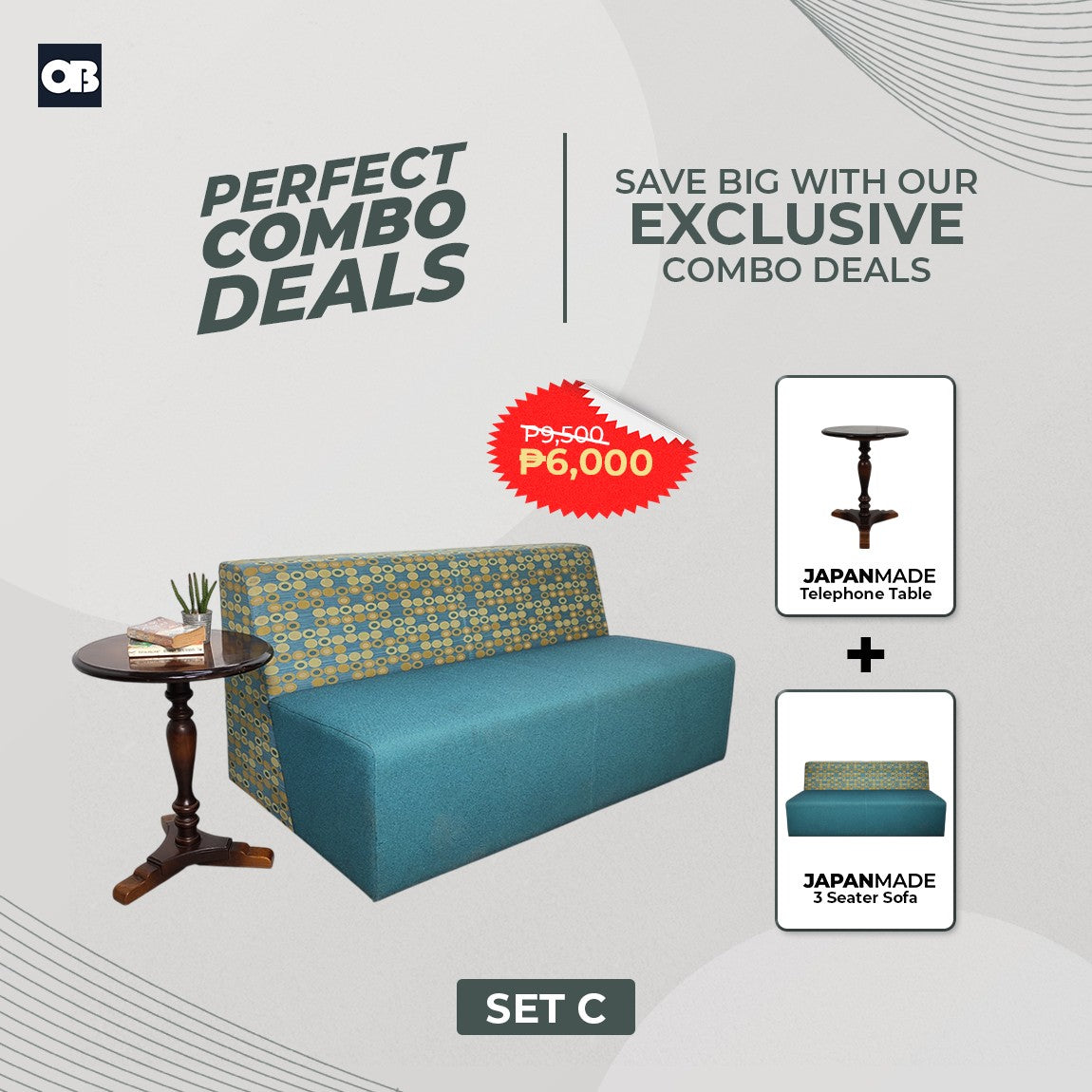 PCD - Sofa and Table Set